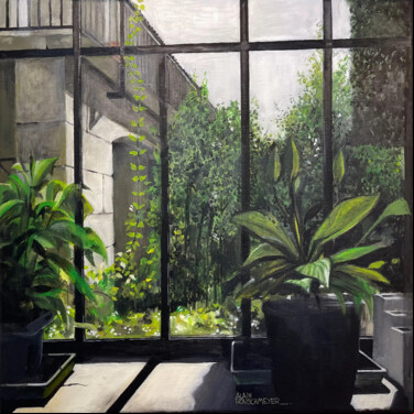 Painting titled "LA SERRE" by Alain Rouschmeyer, Original Artwork, Oil