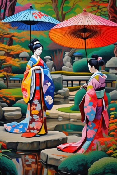 Digital Arts titled "Japan garden 5" by Georgii Stepanov, Original Artwork, AI generated image